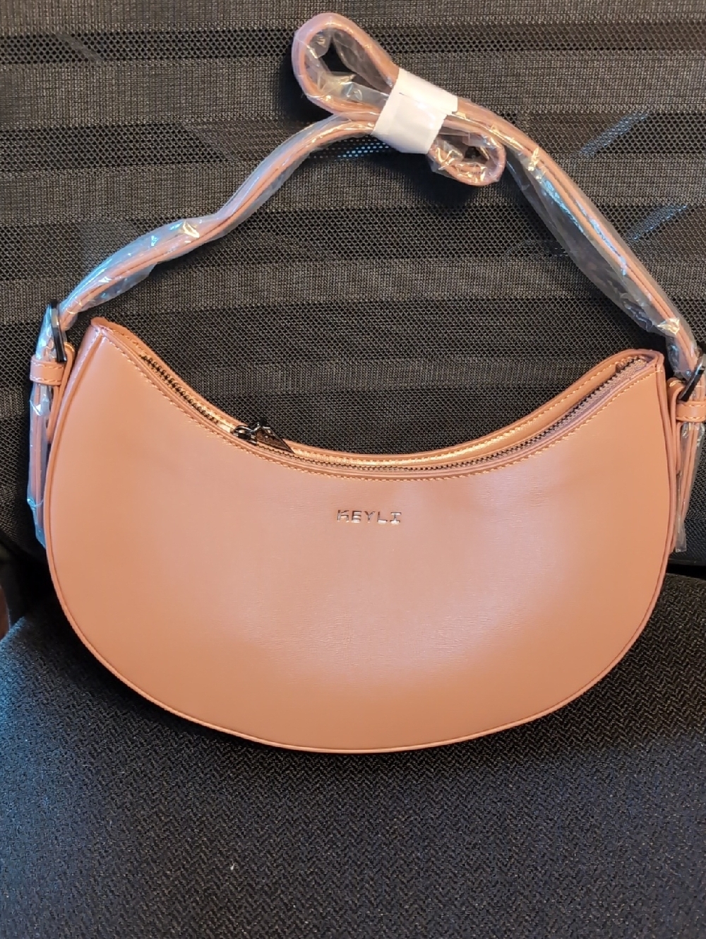 Minimal Crescent Shoulder Bag in Dusty Rose